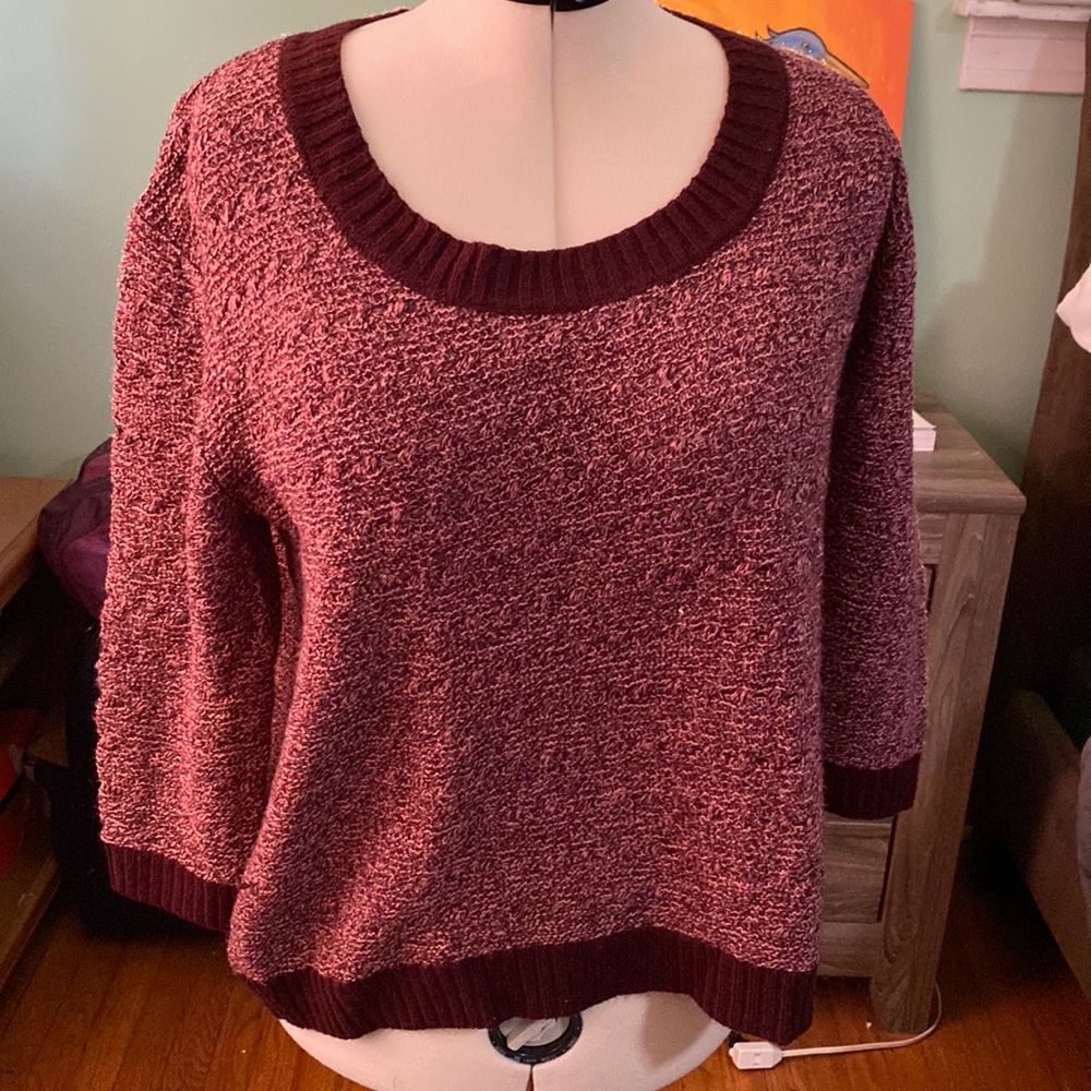Maroon sweater blouse, sz XL, 3/4 sleeves
